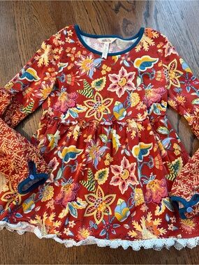 Matilda Jane Heart to Heart Garden Mums Floral Tunic sz 10